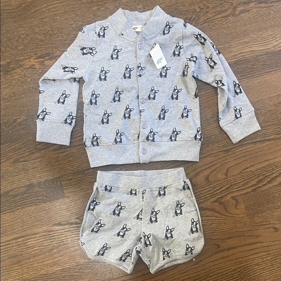 Cozy Kids Pajama Set with Dog Print in Gray - Picture 1 of 6